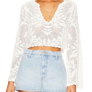 HOUSE OF HARLOW x REVOLVE Kameli Pointelle Cropped Sweater